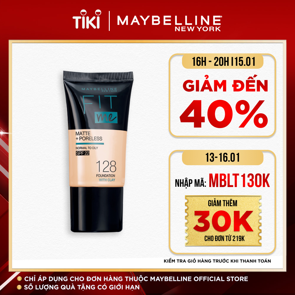 Kem Nền Mịn Nhẹ Kiềm Dầu Fit Me dạng tuýp Maybelline New York Matte and Poreless Foundation Tube 18ml