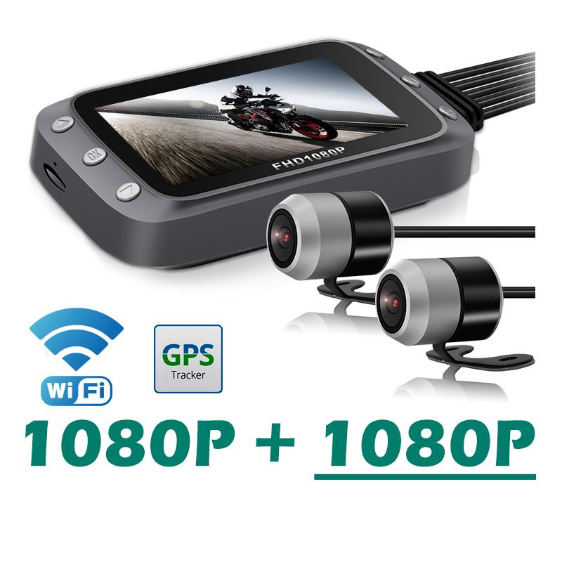 GreenYi WiFi DVR Xe Máy Dash Cam 1080P 1080P Full HD Mặt Trước Phía Sau Camera Xe Máy Chống Thấm Nước GPS Logger Hộp Ghi Màu Tên: 1080P-1080P