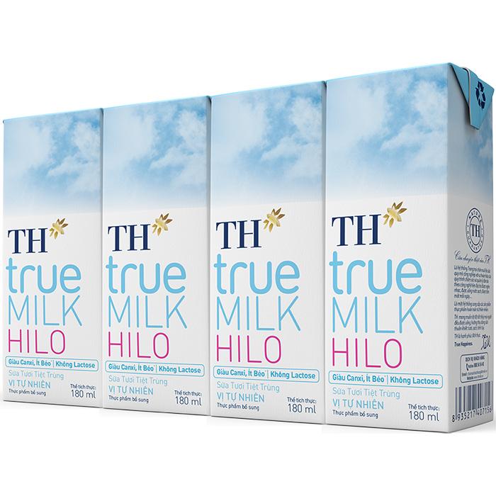 Thùng 48 hộp sữa tươi tiệt trùng TH True Milk  HILO vị tự nhiên 180ml