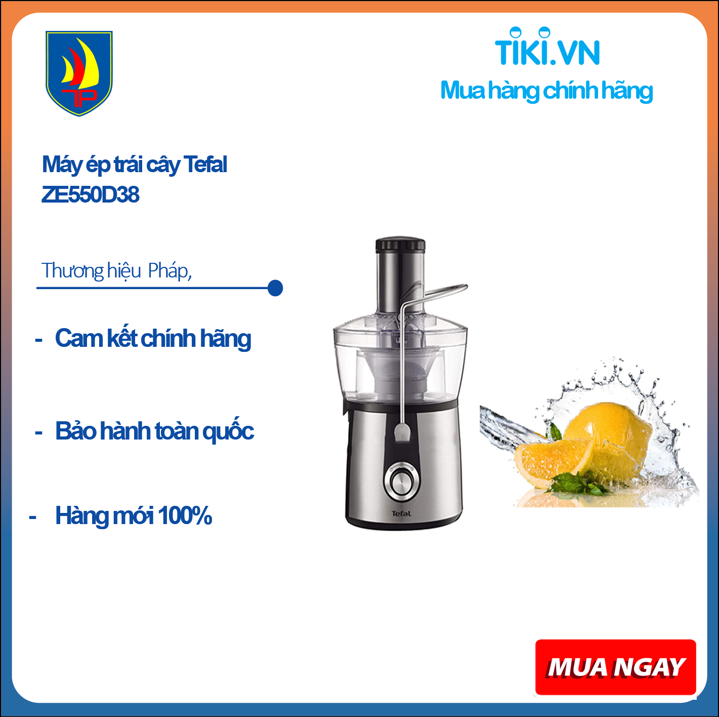 Máy ép trái cây Tefal ZE550D38- Hàng chính hãng