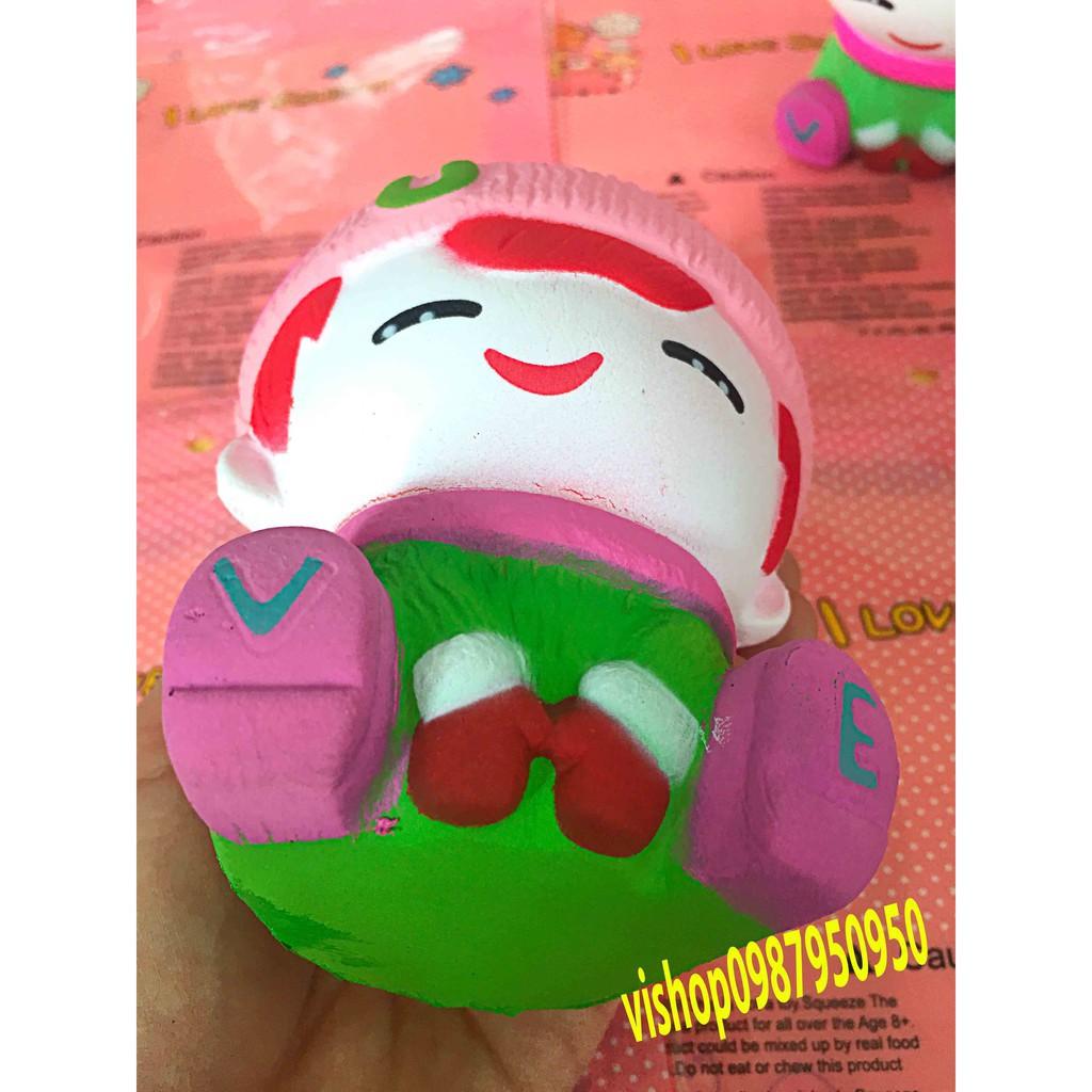 Squishy Em bé đội mũ hồng dễ thương