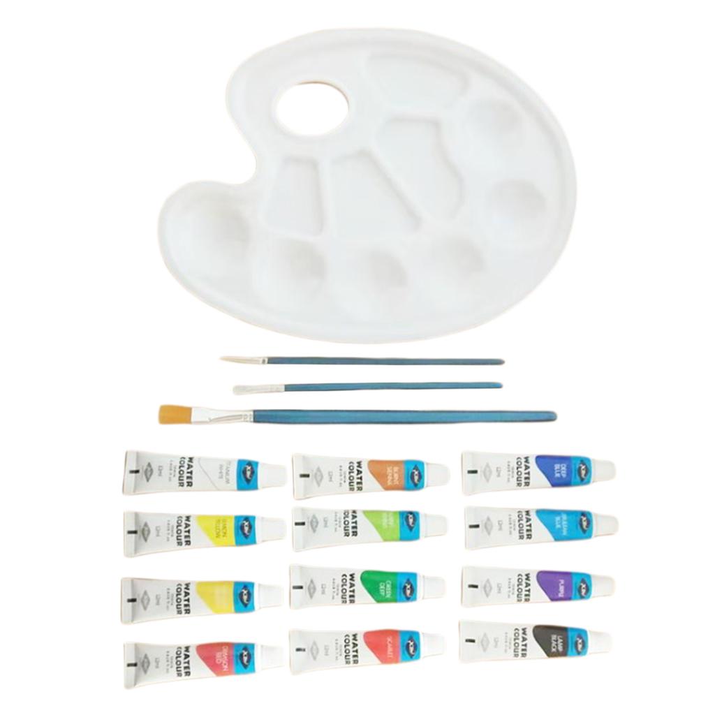 12 Tube Acrylic Paint Set with Palette and Nylon Brush DIY Art Supply Craft