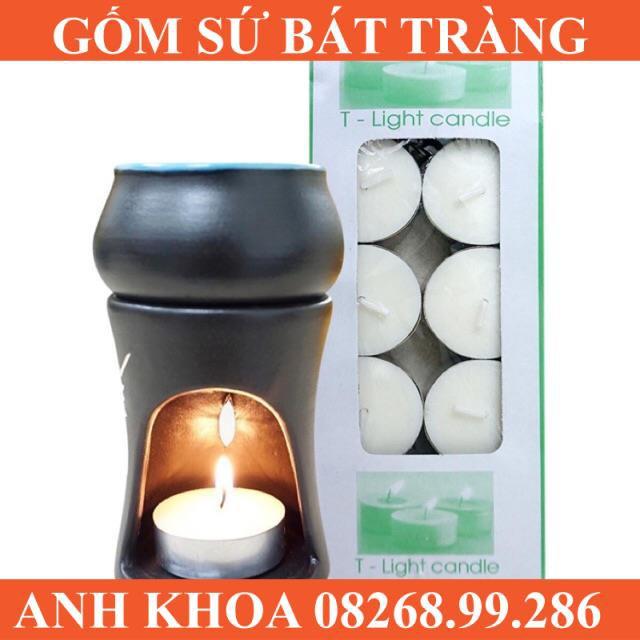 Set bếp đốt tinh dầu kèm 3 viên nến và lọ tinh dầu - Gốm sứ Bát Tràng Anh Khoa