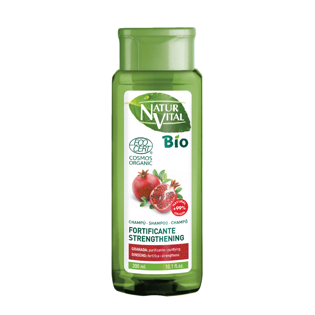 Dầu Gội Hữu Cơ NaturVital Ecocert Strengthening Chiết Xuất Nhân Sâm & Lựu, Giúp Bảo Vệ Tóc Chắc Khỏe, Làm Phồng Và Phục Hồi Tóc