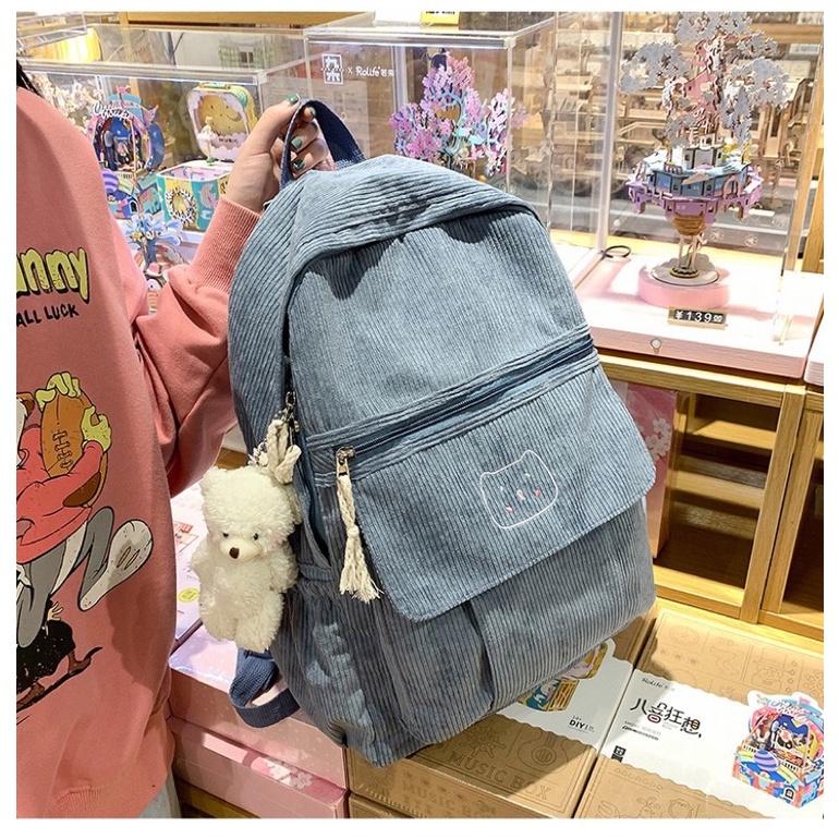 Balo vải nhung hoạt hình ulzzang xinh xắn
