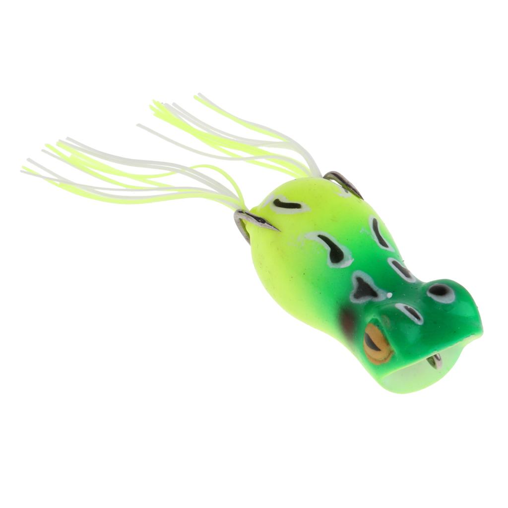 Topwater Frog Fishing Lure Soft Artificial Crankbaits Hook Baits Green A