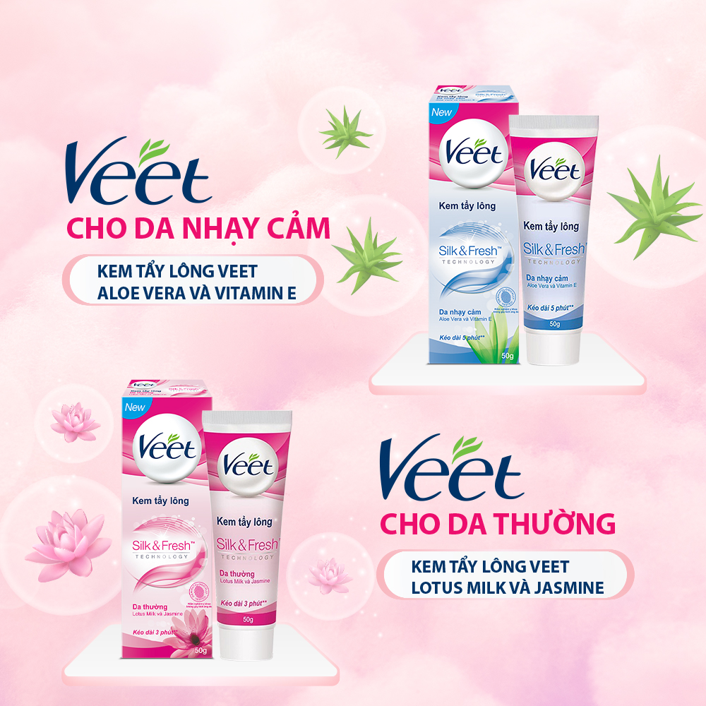 Combo 2 Kem tẩy lông cho da nhạy cảm Veet Silk Fresh 50g