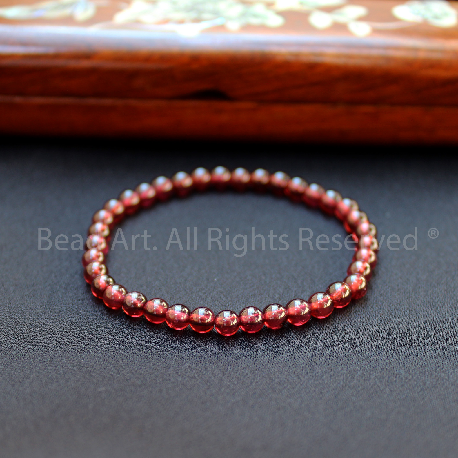 Vòng Tay 4MM Đá Garnet, Ngọc Hồng Lưu Tự Nhiên Loại AAA, Hoả, Thổ, Vòng Tay Phong Thuỷ, Chuỗi Hạt - Bead Art