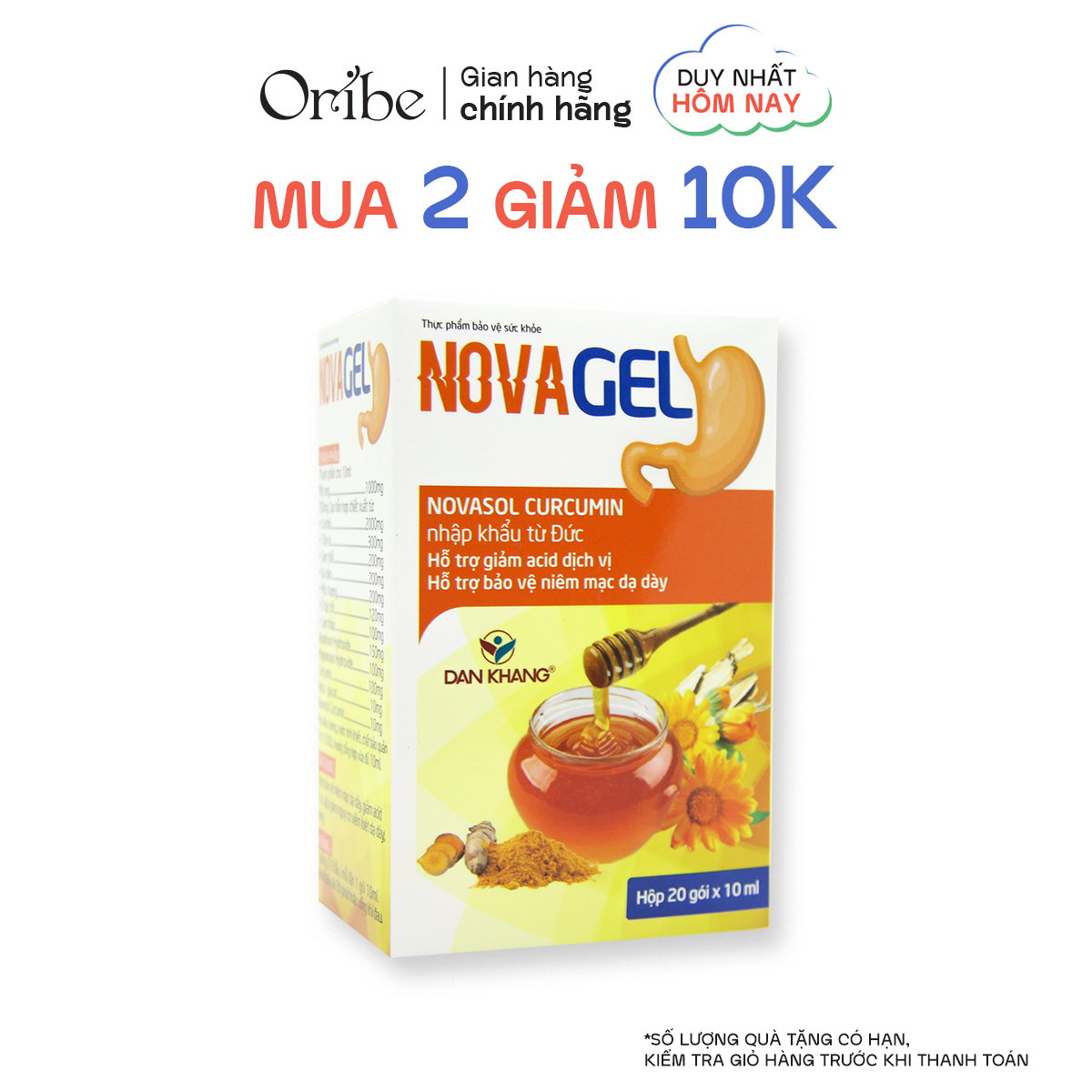 Gói Hỗ Trợ Giảm Đau Dạ Dày Tức Thì, Cải Thiện Tình Trạng Đầy Hơi Ợ Chua, Đau Rát Bao Tử Novagel Hộp 20 gói - Nguyên Liệu Nhập Khẩu Châu Âu