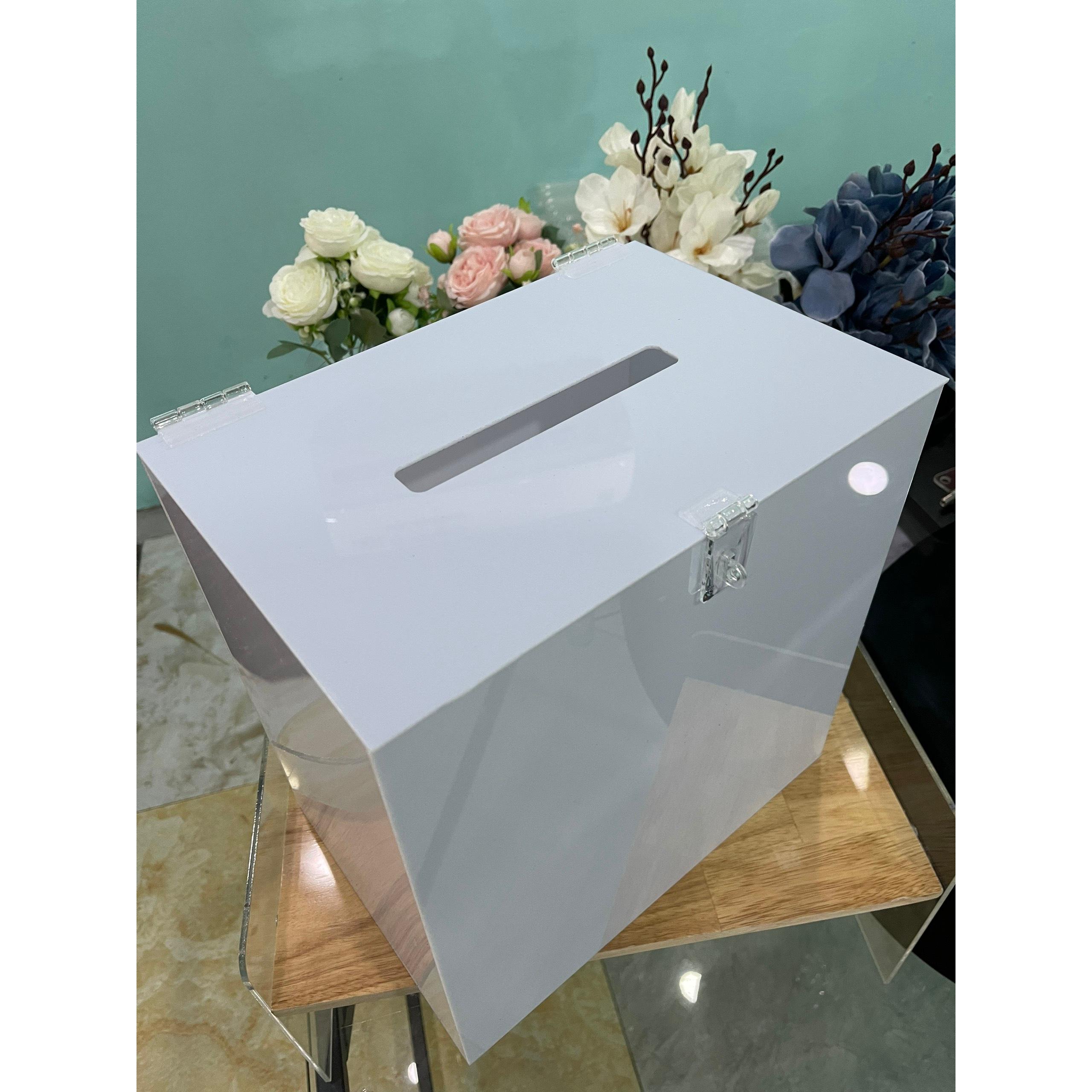 Thùng từ thiện, tip box mica, hộp tip box, có ổ khoá, nhiều màu sắc , nhiều kích thước, thiết kế theo yêu cầu