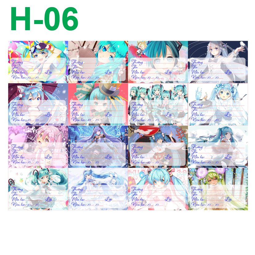 Nhãn vở set 32 nhãn vở Hatsune Miku