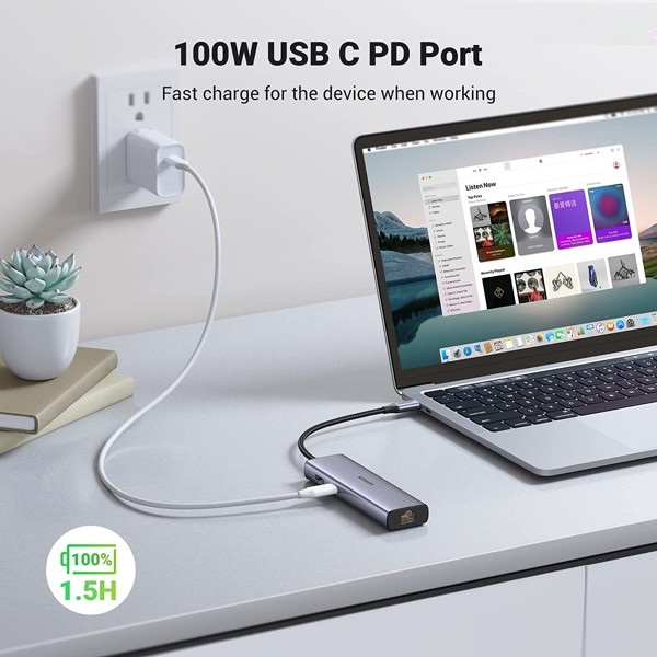 Hub 7 in 1 Chuyển Đổi USB-C sang HDMI 4K@30HZ + USB 3.0 + SD/TF + PD 100W Ugreen 90568 - Hàng Chính Hãng