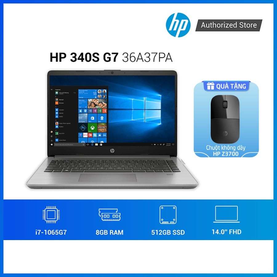 Laptop HP 340s G7 36A37PA i7-1065G7 | 8GB RAM | 512GB SSD | 14.0 FHD | XÁM | WIN 10 - Hàng chính hãng