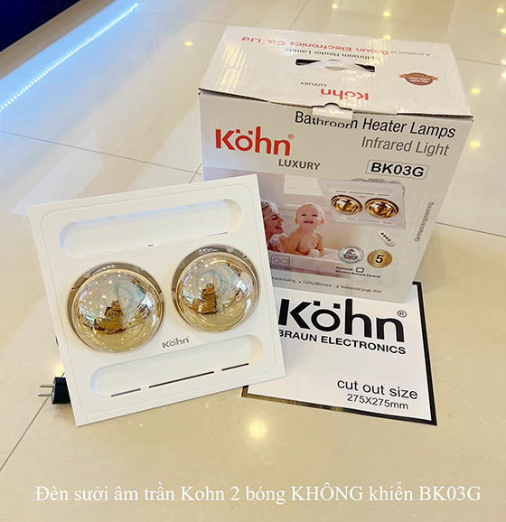 Đèn sưởi âm trần 2 bóng Kohn Braun BK03G - hàng chính hãng