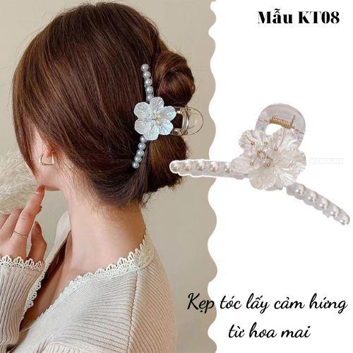 Kẹp tóc hàm cá mập hình hoa mai ánh trai KT08 phong cách Hàn Quốc