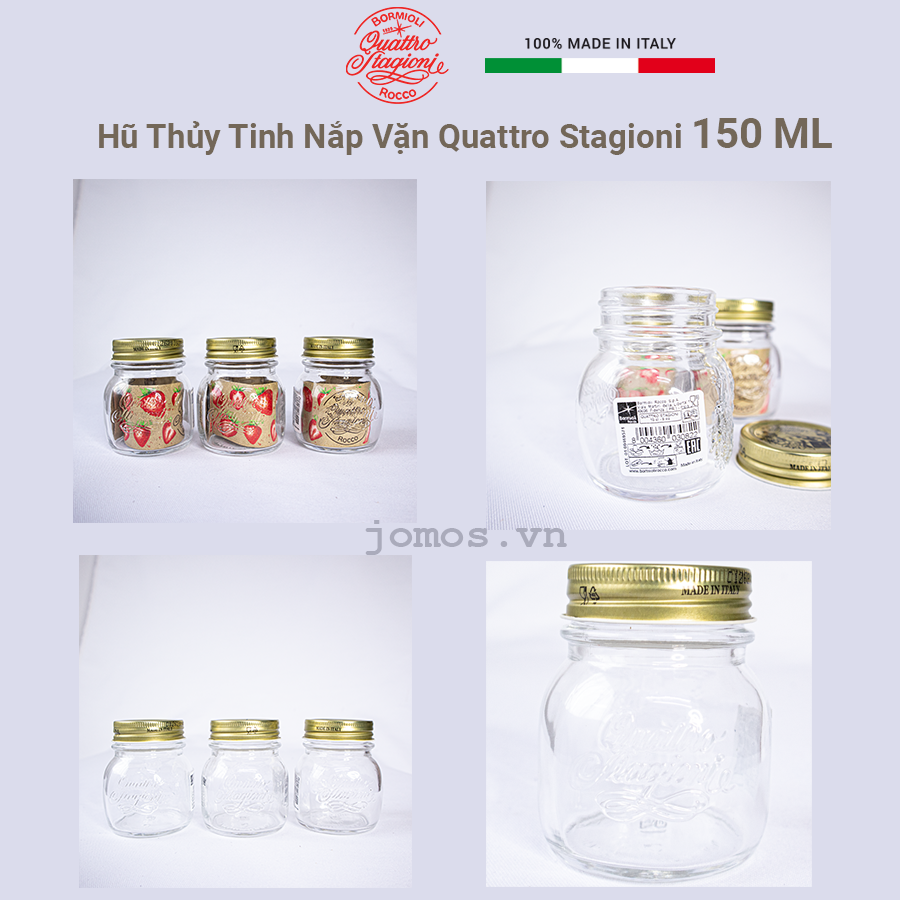 Hũ Thủy Tinh Nắp Vặn Quattro Stagioni -  Bormioli Rocco Italy TT.Q0 Thủy Tinh Ý Không Chì