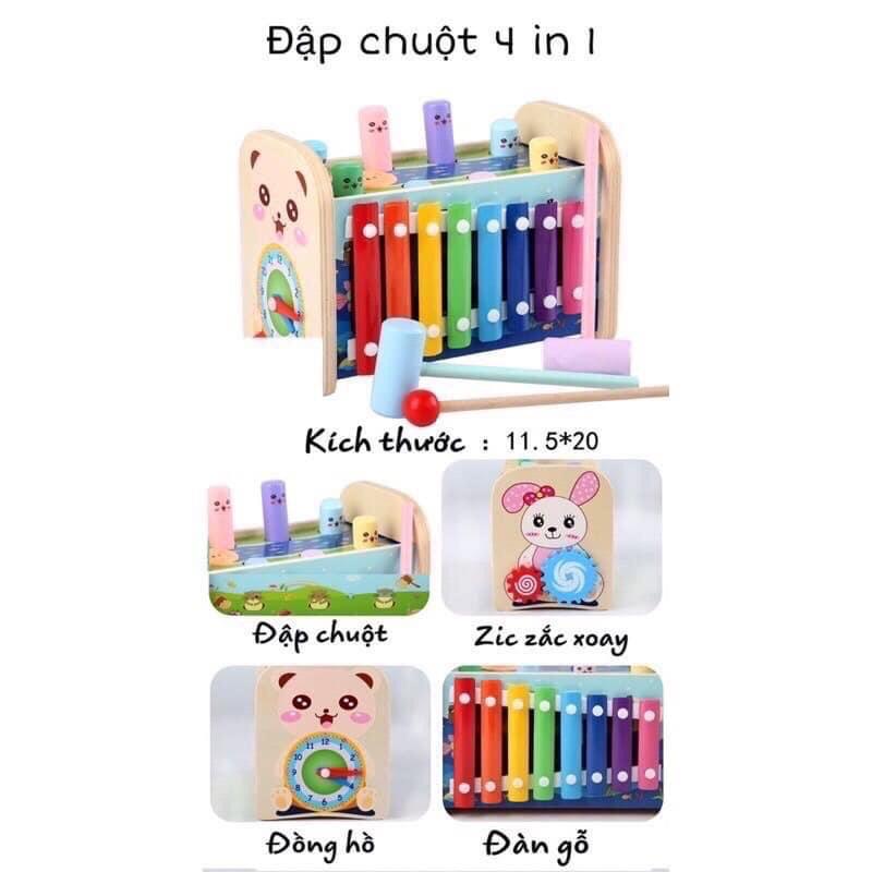 Đồ chơi gỗ Đập Chuột Kèm Đàn - Đập chuột bằng gỗ cho bé