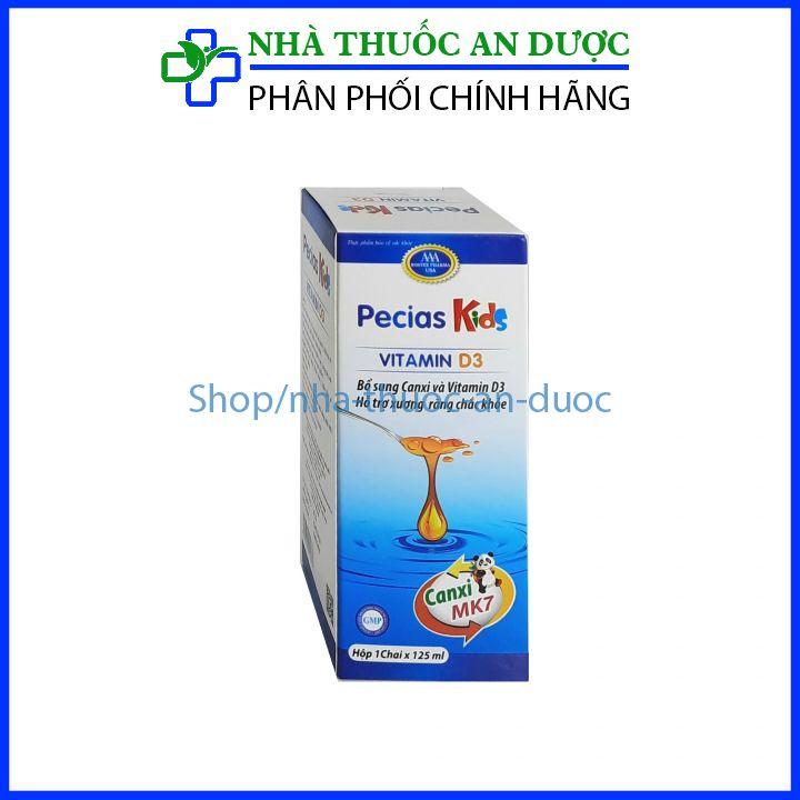 Vitamin D3 Pecias Kids bổ sung Canxi và Vitamin D3, hỗ trợ xương răng chắc khoẻ - 125ml