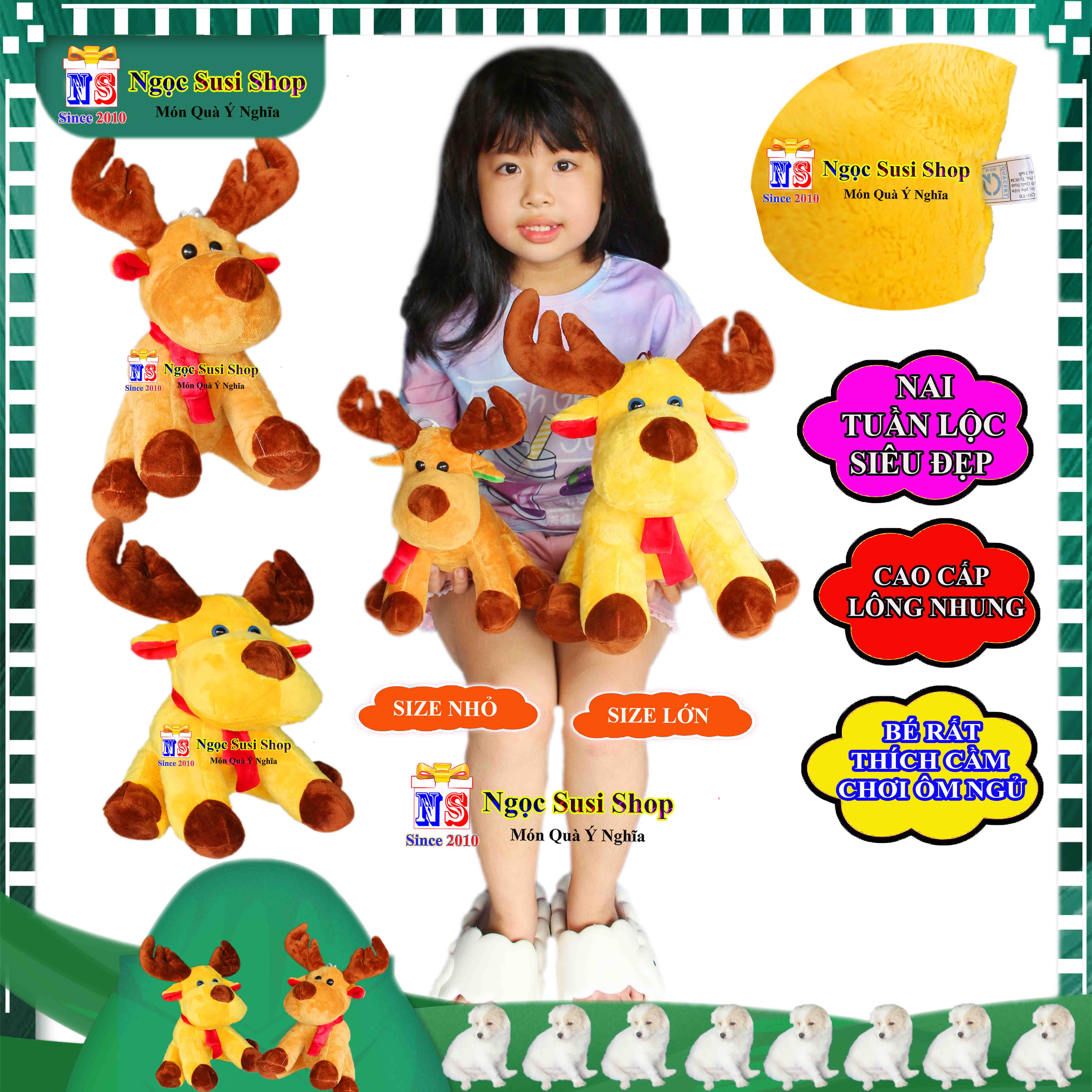 THÚ NHỒI BÔNG CON NAI TUẦN LỘC CHO BÉ CẦM CHƠI ÔM NGỦ SIÊU MỀM MỊN - GẤU BÔNG HÌNH NAI ĐẸP