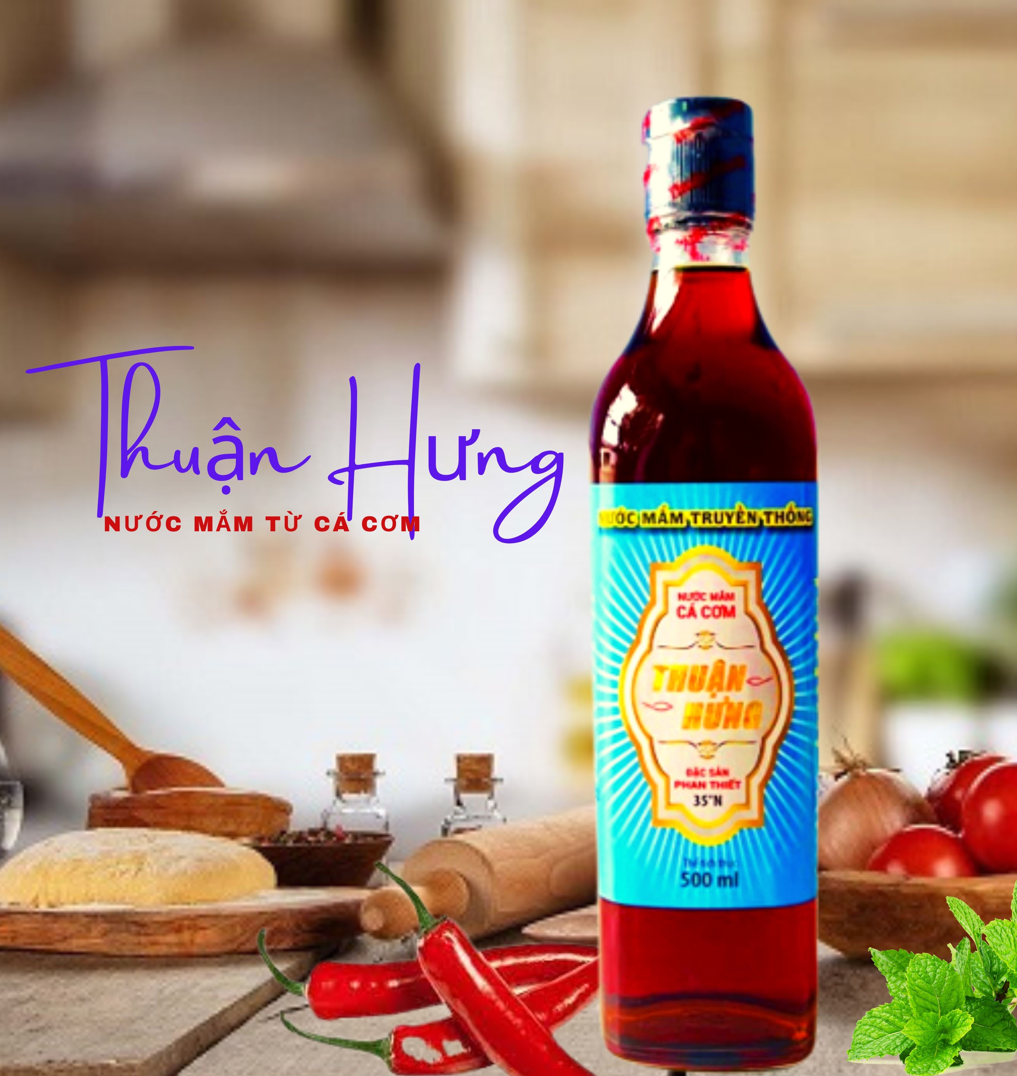 NƯỚC MẮM PHAN THIẾT CHAI THỦY TINH - THUẬN HƯNG 35 ĐẠM/1 THÙNG 12 CHAI 500ML