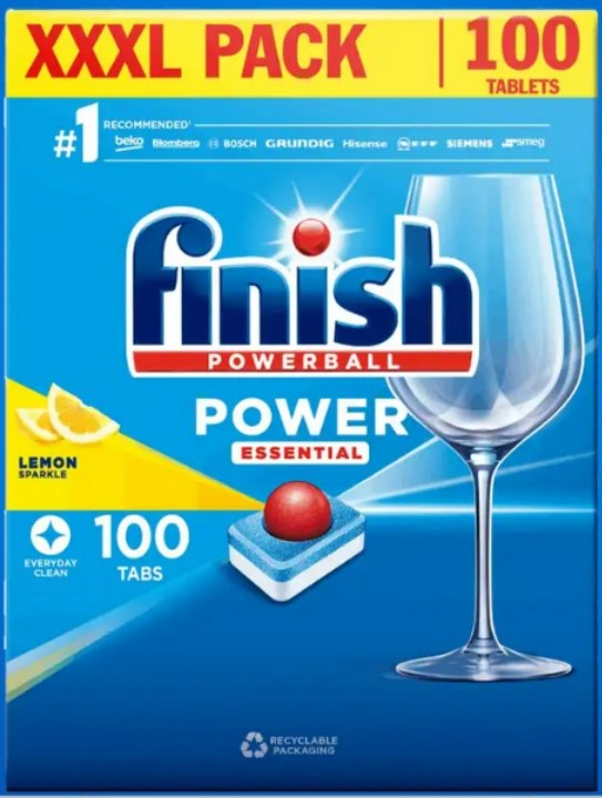 Viên rửa bát Finish Power Essential 100 Viên (Hương Chanh) - 6 chức năng
