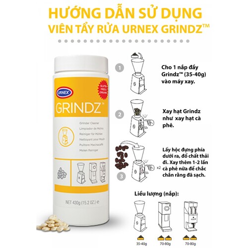 Thuốc vệ sinh máy xay cà phê urnex Grindz