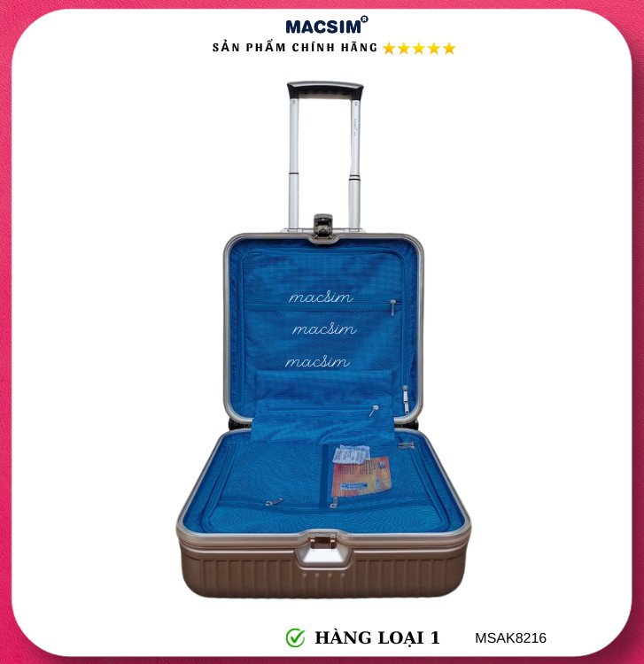 Vali cao cấp Macsim Aksen hàng loại 1 MSAK8216 cỡ 17 inch màu gold