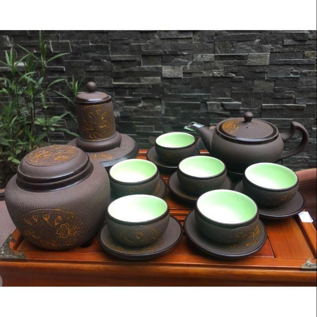 Bộ ấm trà trăng xanh