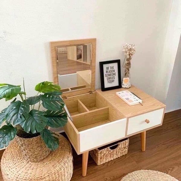 Bàn Trang Điểm Ngồi Bệt Thông Minh Gương Gập Tiện Ích