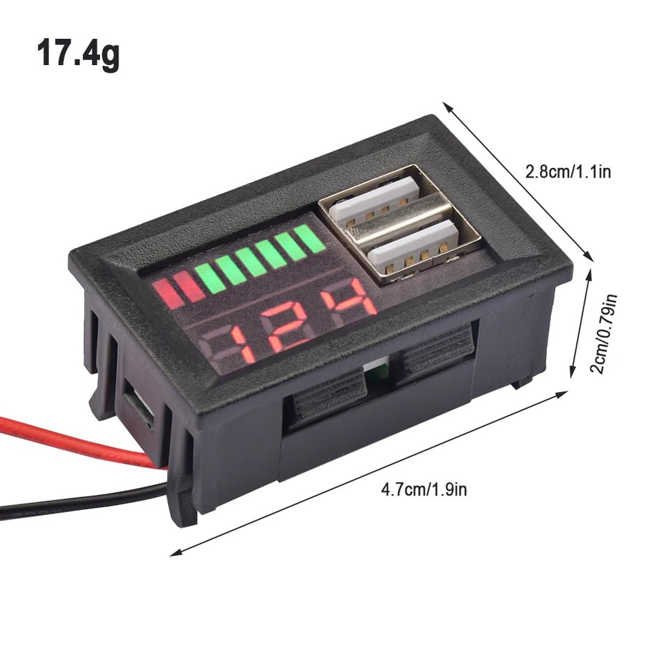 Đồng hồ báo vôn ắc quy kèm sạc USB lắp ô tô xe máy 12v loại tốt