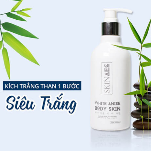 Kem Body Dưỡng Trắng Than Hoạt Tính Skin Aec White Anise Body Skin (250ml) - Dưỡng Trắng, Giữ Ẩm, Không Gây Kích Ứng Cho Da