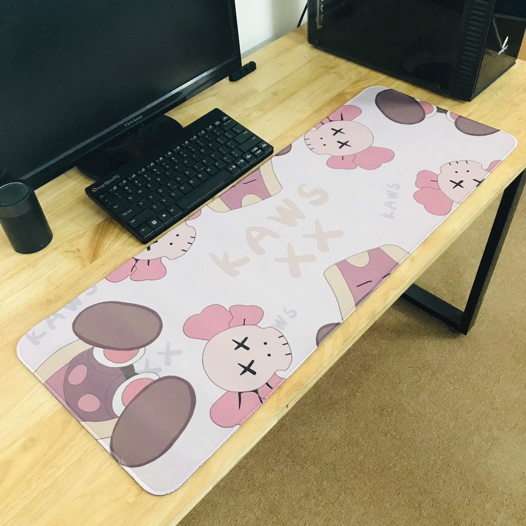 Pad Chuột Cỡ Lớn Lót Bàn Phím, Miếng Lót Chuột, Bàn Di Siêu Mượt Trải Bàn Kích Thước Lớn - Hàng Chính Hãng - 80X30 Cm - Kaws Hồng