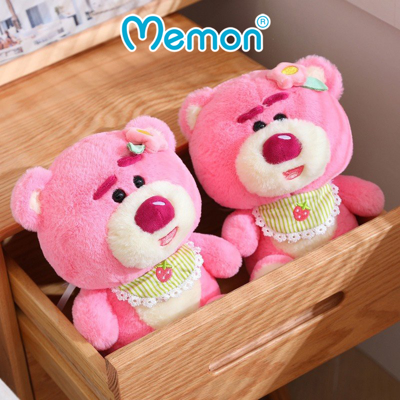 Gấu Bông Lotso Hugging Bear Baby Yếm Ngồi 35cm-55cm Cao Cấp Memon, Gấu Dâu Lotso Hugging Bear