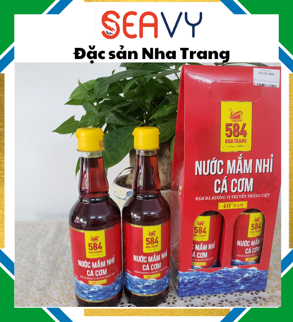 Hình ảnh Đặc Sản Nha Trang - Hộp Nước Mắm Nhĩ 584 Loại 40 Độ Đạm Seavy Xách 2 chai 500ml