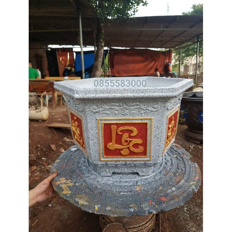Khuôn đúc chậu cảnh lục giác 45 Phúc Lộc Thọ và hoa Sen
