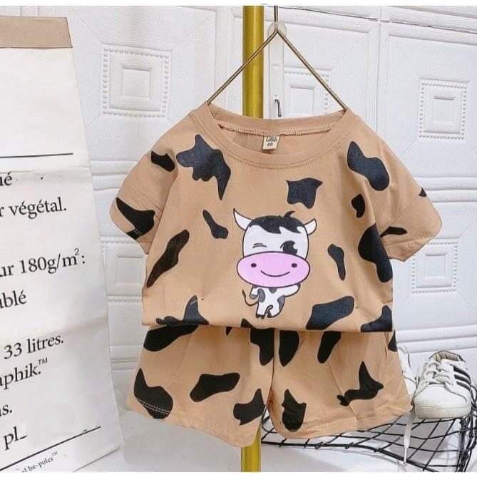 Bộ cộc tay thun lạnh bò sữa cho bé trai và bé gái từ 8kg đến 18kg