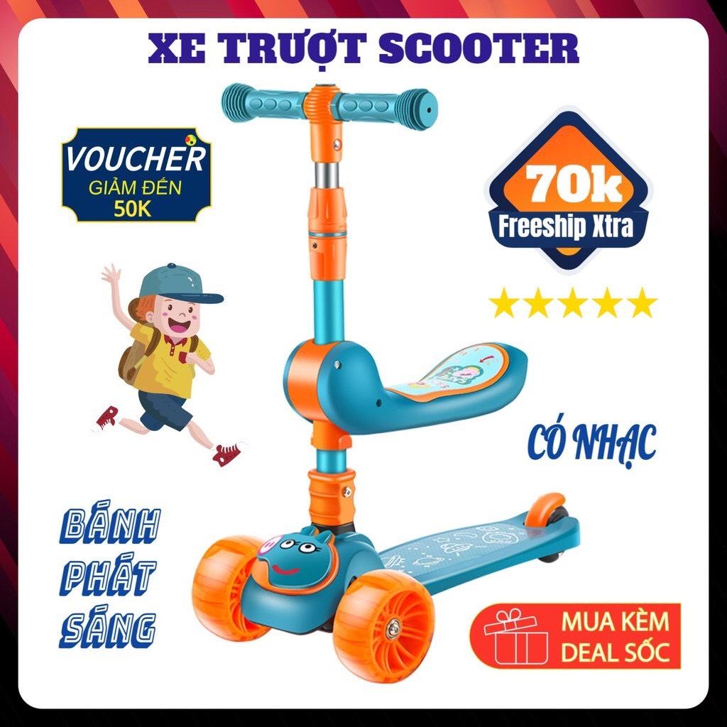 Xe trượt Scooter có đèn bánh xe kiêm xe chòi chân