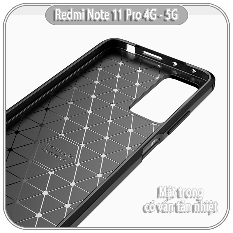 Ốp lưng cho Xiaomi Redmi Note 11 Pro 4G - 5G, vân phay xước, hạn chế bám vân tay, 4 góc chống sốc