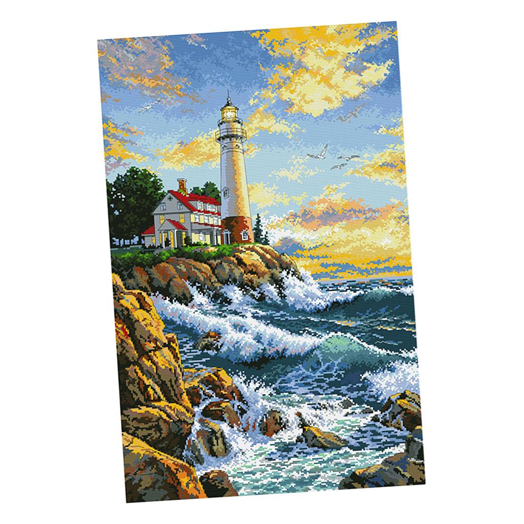 Stamped Cross Stitch Kits DIY Needlework Kits - Lighthouse Pattern 11 Count