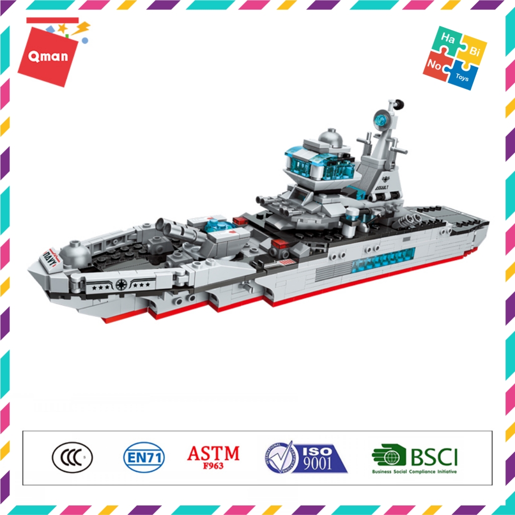 Bộ Đồ Chơi Xếp Hình Thông Minh Lego Quân Sự Qman 710 Mảnh Ghép Tàu Tuần Dương Biển 1411 Cho Trẻ Từ 6 Tuổi 8 Trong 1