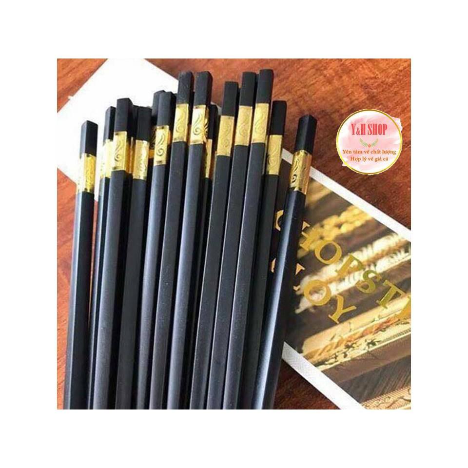 Bộ 10 Đôi Đũa Mạ Vàng, Đũa Hợp Kim Chống Mốc Hàn Quốc