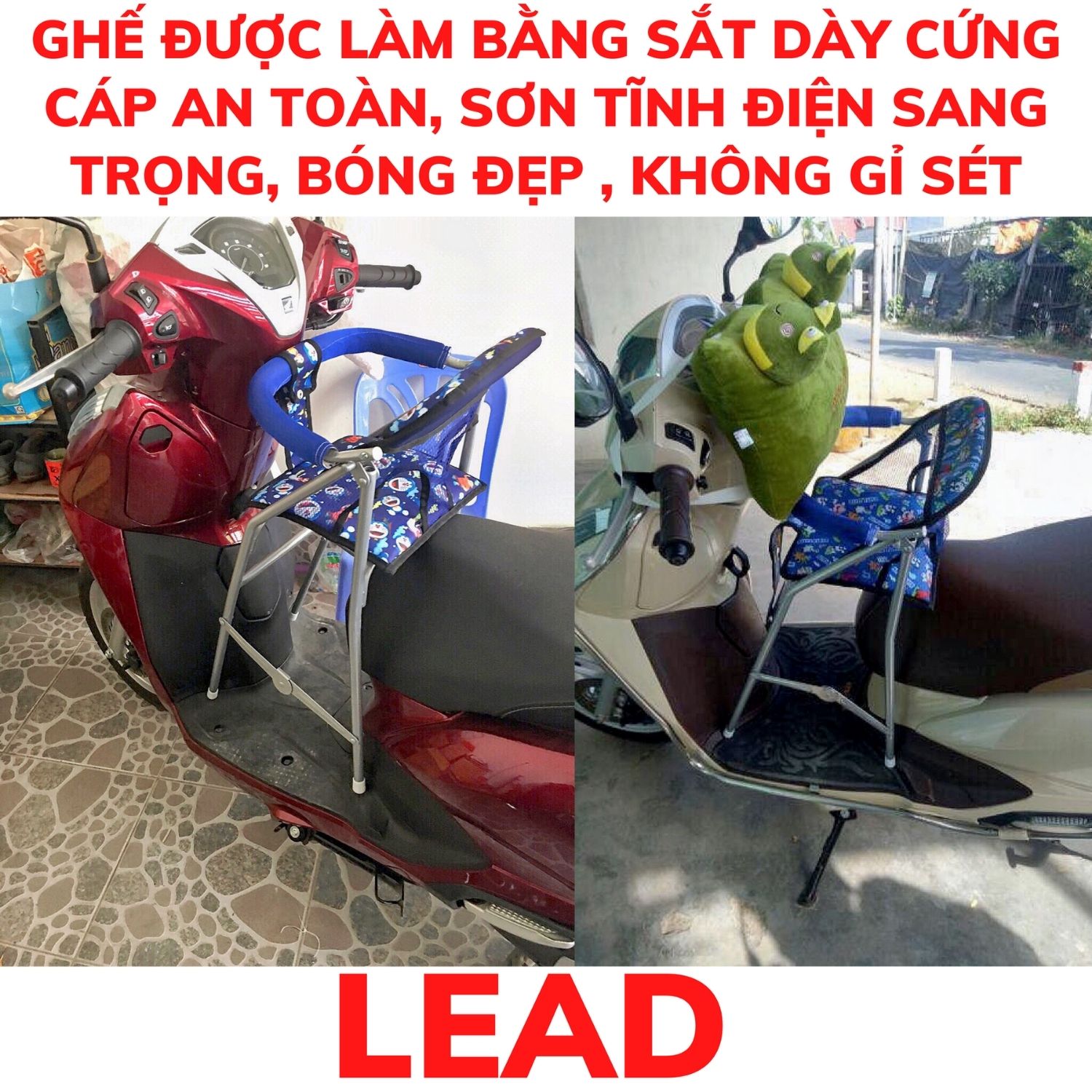 Ghế đi xe lead , scr , acruzo , shark ( hàng có sẵn ) , GHẾ GA XẾP SẮT SƠN TĨNH ĐIỆN