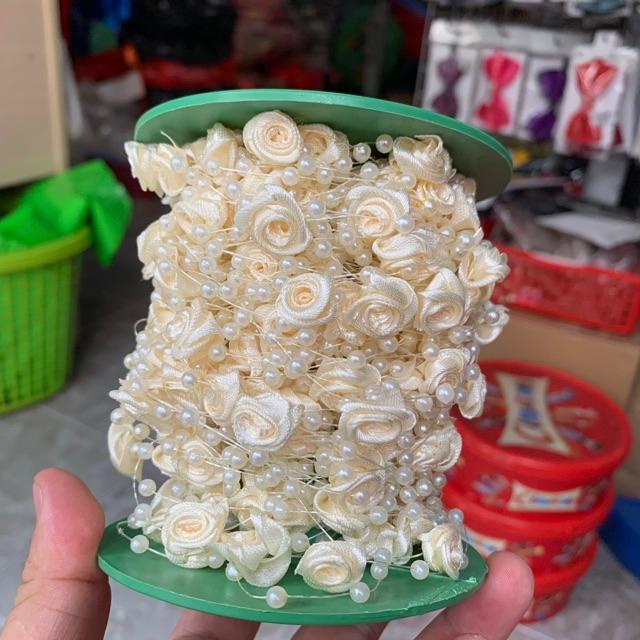 Dây hạt trai đính hoa nhỏ cài tóc cô dâu thắt bím