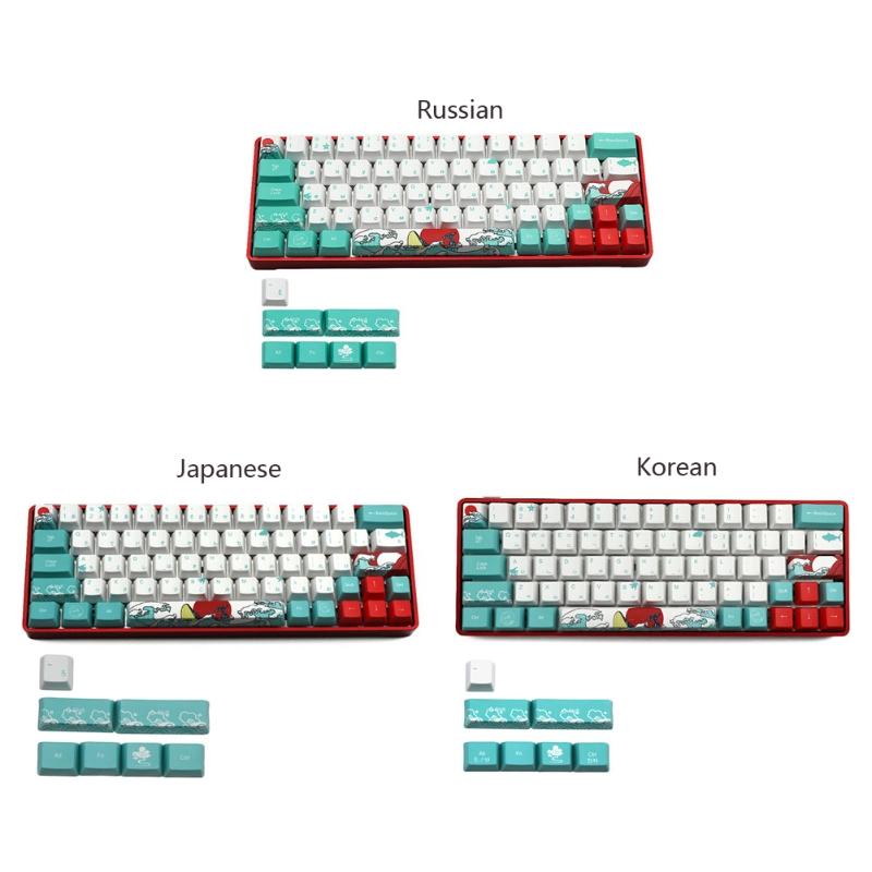 Nga 71 Phím Biển San Hô Ukiyo-e Keycap Nhuộm Thăng Hoa OEM Cơ Keycap Cho GH60 XD64 DZ60 GK61 GK64