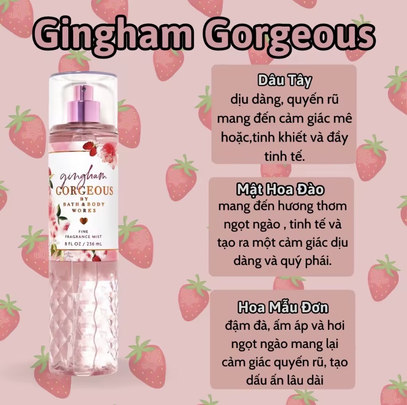 Body Mist Gingham Gorgeous 236ml - Bath and Body Work Gingham Gorgeous Chính Hãng