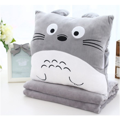 Bộ Mền Gối Ngủ Totoro Vuông Cao Cấp - Tặng Kèm Cây Massage Đầu - Hàng Loại 1 Nỉ Nhung siêu mịn (2 Lớp Lông) - Quà Tặng Ý Nghĩa Chăn Gối Văn Phòng Tiện Lợi