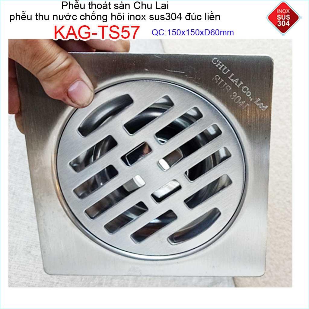 Hố ga thoát sàn Chu lai ống 6cm Inox 304, phễu thoát nước chống hôi 15x15cm-12x12cm-10x10cm ống 60