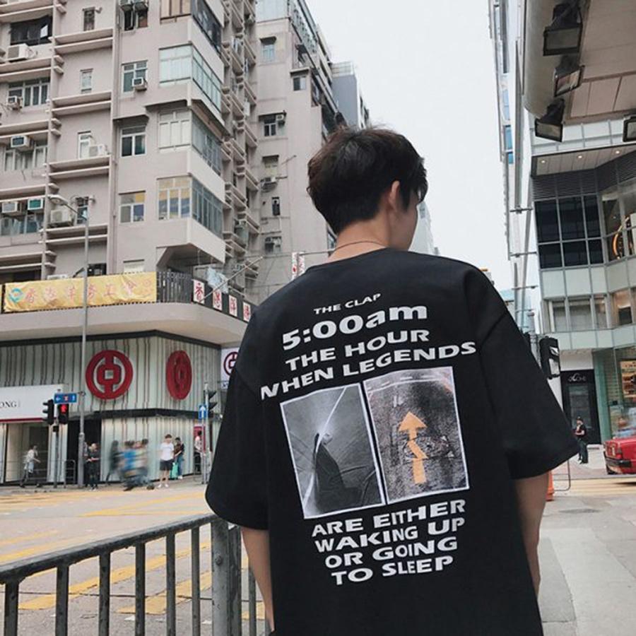 Áo thun Unisex Phong Boutique 5AM tay lỡ nam nữ form rộng Oversize 2 màu