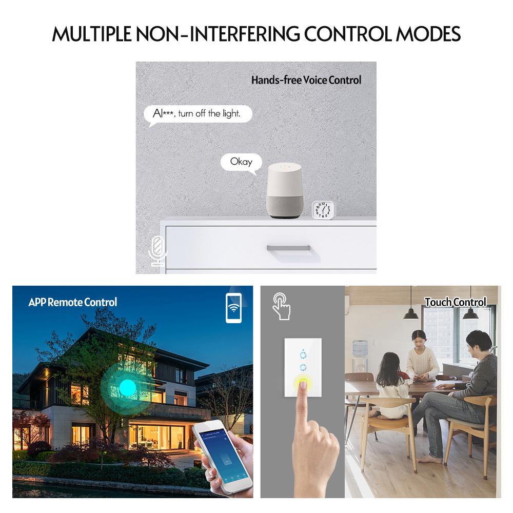 WiFi Smart Switch Light Switch Voice Control, Remote Control, Touch Control For Alexa Google Assistant Schedule Timer