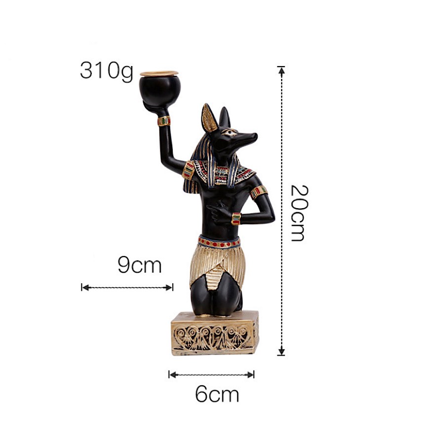 TƯỢNG THẦN ĐẦU CHÓ ANUBIS AI CẬP CAO 20cm CÓ THỂ CẮM NẾN